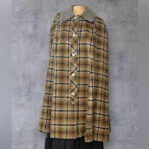 Pendleton 100% Virgin Wool Plaid Cape Coat